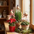 Sneeuwpop decoratieve plug bloemplug natuurlijk hout 5cm 9st | Floristik24.nl