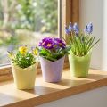 Plantenpot geweven papier groen geel paars Ø9cm H18cm 9 st | Floristik24.nl