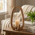 Lantaarn hout glaslantaarn woonkamer decoratie Ø12cm H20cm | Floristik24.nl