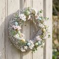 Decoratieve krans, hout, rotan, naturel wit, Ø40cm, H9,5cm | Floristik24.nl