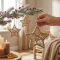 Decoratieve ster om op te hangen jute ster naturel Ø18cm 4 st | Floristik24.nl