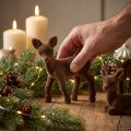 Decoratief figuur hert reebruin gevlokt bruin kerstfiguren 10,5 cm 6 st | Floristik24.nl