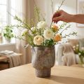 Decoratieve vaas keramiek plantenbak metallic bruin grijs blauw 16,5×20,5cm | Floristik24.nl