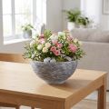 Decoratieve schaal ronde plantenschaal grijs zwart Ø35cm H18cm | Floristik24.nl