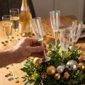 Oudjaarsavond decoratie champagne glas plug zilver 7,5cm L27cm 12 stuks | Floristik24.nl