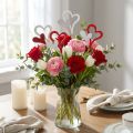 Houten hartpluggen rood, wit 38cm 12 st | Floristik24.nl