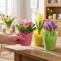 Plantenbak papier plantenpot geweven roze geel groen Ø9cm H18cm 9st | Floristik24.nl