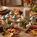 Houten strooidecoratie mini paddenstoelen, decoratieve vliegenzwammen, groen, Ø2,5 cm, 24 stuks | Floristik24.nl