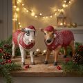 Kerstkoedecoratie koe met muts wit bruin L15,5cm 2 stuks | Floristik24.nl