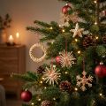 Strosterren kerstboomversiering stro naturel rood Ø4-6cm 17 st | Floristik24.nl