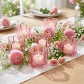 Bloemvormige theelichthouder, roze theelichtglas, Ø7,5 cm H6 cm, 6 stuks | Floristik24.nl