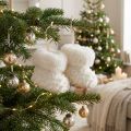Laarzen met bontlaarzen kerstboomversiering wit 7cm 2st | Floristik24.nl