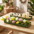 Decoratief dienblad, metaal en hout, groen, 35,5 × 11 × 3 cm, 2 stuks | Floristik24.nl