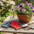 Kixx nylon tuinhandschoenen maat 8 rood, grijs | Floristik24.nl