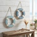 Reddingsboei Houten Decoratie om op te hangen Maritiem Blauw Ø13cm 2st | Floristik24.nl