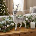 Decoratief hert gevlokt/gesneeuwd 39cm | Floristik24.nl