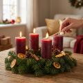 Effen Bourgondische Rustieke Veilige Adventskaarsen 110×60mm Set van 4 Zelfdovend | Floristik24.nl