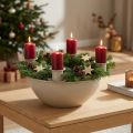 Kandelaar met 4 houders, moderne adventskrans, beige, 15 cm | Floristik24.nl