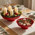 Metalen bord retro decoratief bord met voet rood metaal Ø24cm 2 stuks | Floristik24.nl