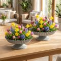 Metalen plaat grijs decoratief bord met onderplaat metaal Ø14cm 2 stuks | Floristik24.nl