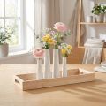 Decoratief dienblad hout mini vazen keramiek wit goud 35x14cm | Floristik24.nl