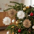 Papieren sterren wit bruin 16 cm kerstdecoratieset van 6 | Floristik24.nl
