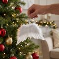 Romantische engelenvleugels gemaakt van witte veren – Kerstdecoratie om op te hangen 20×12cm 6 st | Floristik24.nl