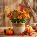 Bloemplug vogelverschrikker houtdecoratie gekleurd H8cm 12 st | Floristik24.nl
