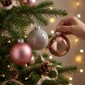 Kerstballen roze grijs glasballen Ø7,5cm 14 stuks | Floristik24.nl
