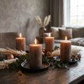 Moderne pilaarkaarsen, set van 4 in koperbruin metallic, Ø70x100mm - Elegante, effen gekleurde kaarsen voor stijlvolle decoratie | Floristik24.nl