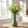 Decoratieve metalen vaas, groen, met handvat; vintage sierkan, 14 cm hoog, 28,5 cm hoog | Floristik24.nl