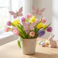 Roze vlinder deco sticks hout 7,5cm 28cm 12st | Floristik24.nl