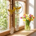 Bijendecoratie ring metaal hout raamdecoratie Ø12cm 44cm 4st | Floristik24.nl