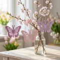 Deco vlinders deco hanger paars/roze/roze 12cm 12st | Floristik24.nl