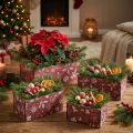 Vintage kerstbloembak, houten plantenbak, rood, 24-40cm, set van 4 | Floristik24.nl