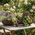 Wijnplanthart, decoratief hart van hout en draad, DIY cadeau-idee, tuintafeldecoratie, wanddecoratie, hartvorm, set van 3 stuks, 30x20x6cm | Floristik24.nl