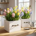 Plantenbak houten lade wit 15x15/12x12cm set van 2 | Floristik24.nl