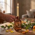 Kandelaar glasstaaf kaars bruin glas decoratie H22cm | Floristik24.nl