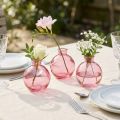 Glazen vazen bolvormig roze retro mini vaasjes Ø7,5cm H9cm 6 stuks | Floristik24.nl