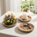 Houten bordjes met bloemen en vlinders, naturel roze, Ø15 cm, 3 stuks | Floristik24.nl