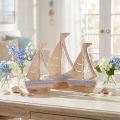 Zeilbootdecoratiestandaard hout natuurlijk lichtblauw 25,5×16,5cm 3 st | Floristik24.nl