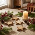 Strooidecoratie Kerststerren gevlamde houten sterren 5,5cm 12 st | Floristik24.nl