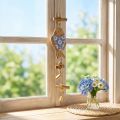 Houten vis om op te hangen bel natuurlijk blauw wit H46cm | Floristik24.nl
