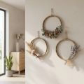Decoratieve jute ring Ø30cm Scandinavische stijl om op te hangen, wandkrans, deurkrans, set van 3 | Floristik24.nl