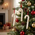 Candy Cane Hangers Witte Kleurrijke Glitter Decoratie 30cm 4-delige Set | Floristik24.nl