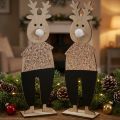 Rendier houten decoratief figuur staand Kerstmis 12×6.5cm H45cm 2st | Floristik24.nl