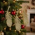 Decoratieve veren, boomversieringen met glitter, adventsversieringen, veren om op te hangen gouden L22cm 12st | Floristik24.nl