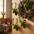 Decoratieve hertenkop gevlokt mosgroen 10cm x 20cm 3 st | Floristik24.nl