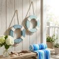 Decoratieve reddingsboei houten maritieme zwemring blauw 17cm 2st | Floristik24.nl