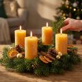 Adventskaarsen, geel rustiek, 70/110mm, 4 stuks - effen pilaarkaarsen voor sfeervolle kerstdecoraties | Floristik24.nl